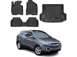 Set Di Tappetini E Fodere Per Bagagliaio Omac Per Hyundai Ix35 2009-2015 In Gomma Nera 4X