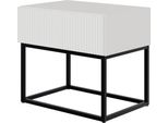 Selsey Veldio - Comodino Con Cassetto, Bianco Con Struttura In Metallo Nero, 50 Cm