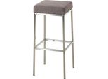 Clp Sgabello Montreal Rivestito In Tessuto E Struttura Con Poggiapiedi, Acciaio Inox Grigio