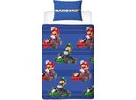 Set Di Biancheria Da Letto In Microfibra Per Bambini Super Mario - Copripiumino 140X200 Cm E Federa 70X70 Cm
