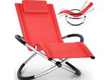Tillvex® Lettino Da Giardino Rosso Lettino Relax Lettino Da Sole Lettino A Dondolo Sedia A Sdraio Lettino Da Campeggio Oscillante
