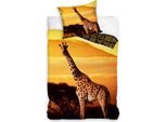 Set Di Biancheria Da Letto In Cotone Giraffe Per Bambini - Copripiumino 140X200 Cm E Federa 70X70 Cm
