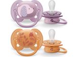 Philips Avent SCF091/18 Succhietto Per Bambini Succhietto Ultra Morbido In Silicone Ortodontico Arancione, Viola