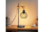 Zmh Lampada Da Tavolo In Legno Nero Lampada Da Tavolo Vintage Lampada Da Comodino 1 Fiamma In Metallo Industriale Attacco E27 Lampada Da Comodino Retrò Senza Lampadina