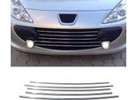 Modanature Griglia Radiatore Modanature Griglia Per Peugeot 307 2005-2009 Acciaio Inox Argento 5Pz
