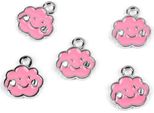 Ciondolo A Forma Di Nuvola In Metallo Rosa - 5 Pz