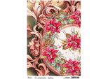 Carta Di Riso Per Decoupage A4 - Ciao Bella - Tempo Di Festeggiare Orologio Rosso Stella Di Natale