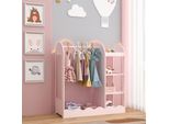Armadio Per Bambini 'Vestnes' Con Specchio E Ripiano Laterale 100 X 94 X 38 Cm Design A Onda Cotone Candy