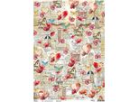 Carta Di Riso Per Decoupage Ciao Bella Per Decoupage A3 -Majestic Dream My Way - Papaveri, Cuori, Farfalle