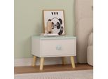 Comodino Per Bambini 'Sandnes' 31 X 38 X 30 Cm Gambe In Legno Bianco/Verde Menta