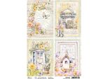 Carta Di Riso Per Decoupage A4 - Ciao Bella - Biglietti Del Negozio Di Fiori