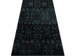 Tappeto Di Lana Omega Karaja Fiori Blu Scuro Azzurro 170X235 Cm