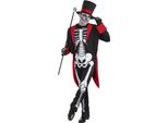 Costume Di Halloween Da Uomo Bristol Novelty Mr Bone Jangles BN1743 (Taglia Unica) (Nero/Bianco/Rosso)