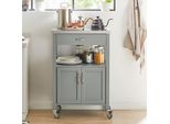 Sobuy FKW22-HG Carrello Da Cucina Stretto Con Rotelle Carrello Per Servire In Legno Di Gomma Carrello Per Ufficio, Cucina, Soggiorno, Sala Da Pranzo Grigio Chiaro
