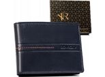 Rovicky | Portafoglio Grande In Pelle, Da Uomo, Con Rfid, In Pelle Naturale, Navy, 12,5X9,5 Cm