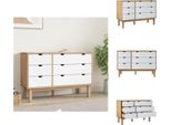 Vidaxl Cassettiera Otta Brown & White 111X43X73,5 Cm In Legno Massiccio - Cassettiere