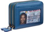 Portafoglio Per Le Donne Con Protezione Rfid, Mini Portafoglio Da Donna Tasca Portamonete Con Cerniera Porta Carte Con Molti Slot Per Carte, Blu