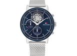 Multifunktionsuhr Tommy Hilfiger "Stewart", Silber (Silberfarben, Blau), Armbanduhren, Herren, Quarzuhr, Armbanduhr, Herrenuhr, Edelstahlarmband, Analog