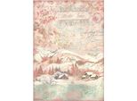 Stamperia A4 Carta Di Riso Decoupage Carta Artigianale, Dolce Paesaggio Invernale