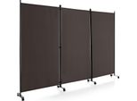 Costway 262 X 180 Cm Divisorio Su Rotelle, Schermo A 3 Pezzi, Parete Divisoria Pieghevole, In Tessuto, Schermo Privacy (Marrone)