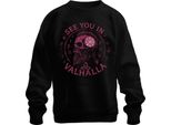 Teschio Vichingo Vegvisir Rune Tre Nodi Ci Vediamo Nel Valhalla Felpa Unisex Pullover, Nero, Xxl