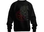 Valhalla Viking Norse Mythology Vegvisir Runes Odin Gift Unisex Felpa Pullover, Nero, Xxl