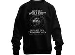 Who Calls The Wolf Slogan Vichingo Valhalla Nordic Fenriswolf Unisex Felpa Pullover, Nero, Xxl