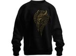 Guerriero Vichingo Ritratto Rune Elmo Odino Mitologia Norrena Felpa Unisex Pullover, Nero, M