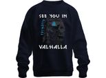 Ci Vediamo Nel Valhalla Teschio Vichingo MjöLnir Rune Mitologia Felpa Unisex Pullover, Navy, Xl