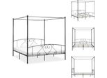 Vidaxl Struttura Letto A Baldacchino In Metallo Grigio 180 X 200 Cm - Letti E Strutture Letto