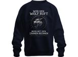 Who Calls The Wolf Viking Saying Valhalla Nordic Fenriswolf Unisex Felpa Pullover, Navy, Xxl
