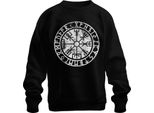 Vegvisir Viking Compass Nordic Runic Circle Protection Symbol North Unisex Felpa Pullover, Nero, L