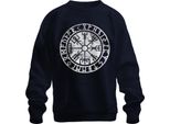 Vegvisir Viking Compass Nordic Runic Circle Protection Symbol North Unisex Felpa Pullover, Navy, M