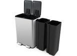 Cestino Costway 60L In Acciaio Inox, Cestino 2X30L, Cestino A Pedale Con Coperchio A Chiusura Morbida