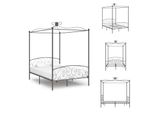 Vidaxl Struttura Letto A Baldacchino In Metallo Grigio 120 X 200 Cm - Letti E Strutture Letto