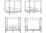Vidaxl Struttura Letto A Baldacchino In Metallo Grigio 180 X 200 Cm - Struttura Letto - Cornici Letto - Struttura Letto - Letto Matrimoniale