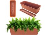 Kadax Vaso Per Fiori Da Balcone 50Cm + Supporto In Pietra
