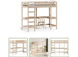 The Living Store Letto A Soppalco Con Scrivania 75X190 Cm In Legno Di Pino Massiccio