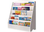 Libreria In Legno Per Bambini, Bianca, A 5 Livelli, Contenitore Per Libri E Riviste, Sicura E Stabile, Facile Da Montare