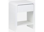 Comodino Effetto Legno Scanalato 1 Cassetto, 1 Ripiano, Bianco