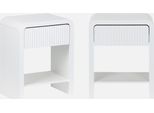 Set 2 Comodini Effetto Legno Scanalato, 1 Cassetto, 1 Ripiano , Bianco