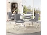 Abrihome Set Di 4 Sedie Per Sala Da Pranzo In Velluto, Sedia Da Cucina Imbottita Con Gambe Di Supporto In Metallo, Grigio