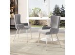 Abrihome Sedie Per Sala Da Pranzo Set Di 2 Sedie In Velluto, Sedia Da Cucina Sedia Imbottita Con Gambe Di Supporto In Metallo, Grigio