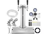 Kit Torre Kegerator - Kit Di Conversione Birra Con 2 Rubinetti - Distributore Di Birra A Torre In Acciaio Inox Con Doppio Misuratore W21,8 - Attacco Per Fusto A - Vaschetta Di Raccolta Birra Per Feste In Casa