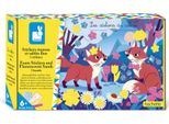 Janod Set Creativo Kit Di Adesivi E Sabbia - Tema Animali Della Foresta