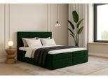 Letto A Molle Insacchettate Gutto Bella Senza Piedi - Compreso Materasso A Molle Insacchettate - Lusso E Comfort Combinati!!!Letto In Velluto Verde Senza Piedi!!!