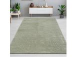 Tappeto Da Salotto Effetto Altezza Con Motivo Ad Arco In Verde Dimensioni - 140 X 200 Cm