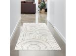 Tappeto Con Un Elegante Motivo Ad Arco In Beige Con Strisce Colorate Dimensioni - 80 X 150 Cm