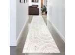 Tappeto Con Un Elegante Motivo Ad Arco In Beige Con Strisce Colorate Dimensioni - 80 X 300 Cm