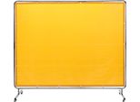 Succebuy Schermo Di Protezione Per Saldatura 6' X 8' Con Telaio, Tenda Di Protezione In Vinile Ignifugo Su 4 Ruote Girevoli (2 Bloccabili), Tenda Di Protezione Professionale Mobile Per Officina/Industria, Giallo